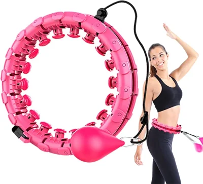 Elfsky Weighted Hula Hoop, Adults Fitness Hula Hoops, 24 Detachable Knots Adjustable Weight Auto-Spinning Ball for, 2 in 1 Fitness Weight Loss in Massage Kids/B