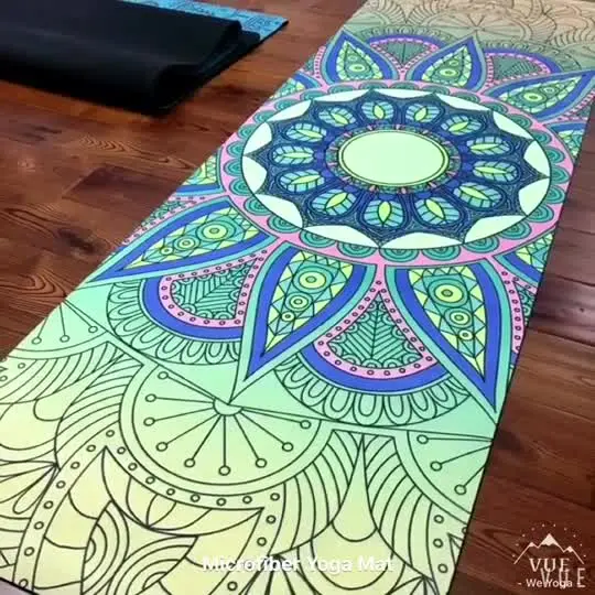 Non Slip Gym Custom Mandala UV Print Vegan Suede Yoga Mat with Logo