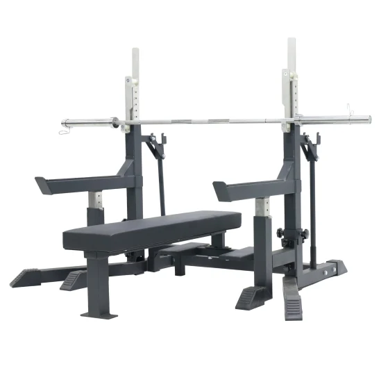 Adjustable Power Rack with Sport Bench for Weight Lifting, Strength Training Fitness Gym Equipment